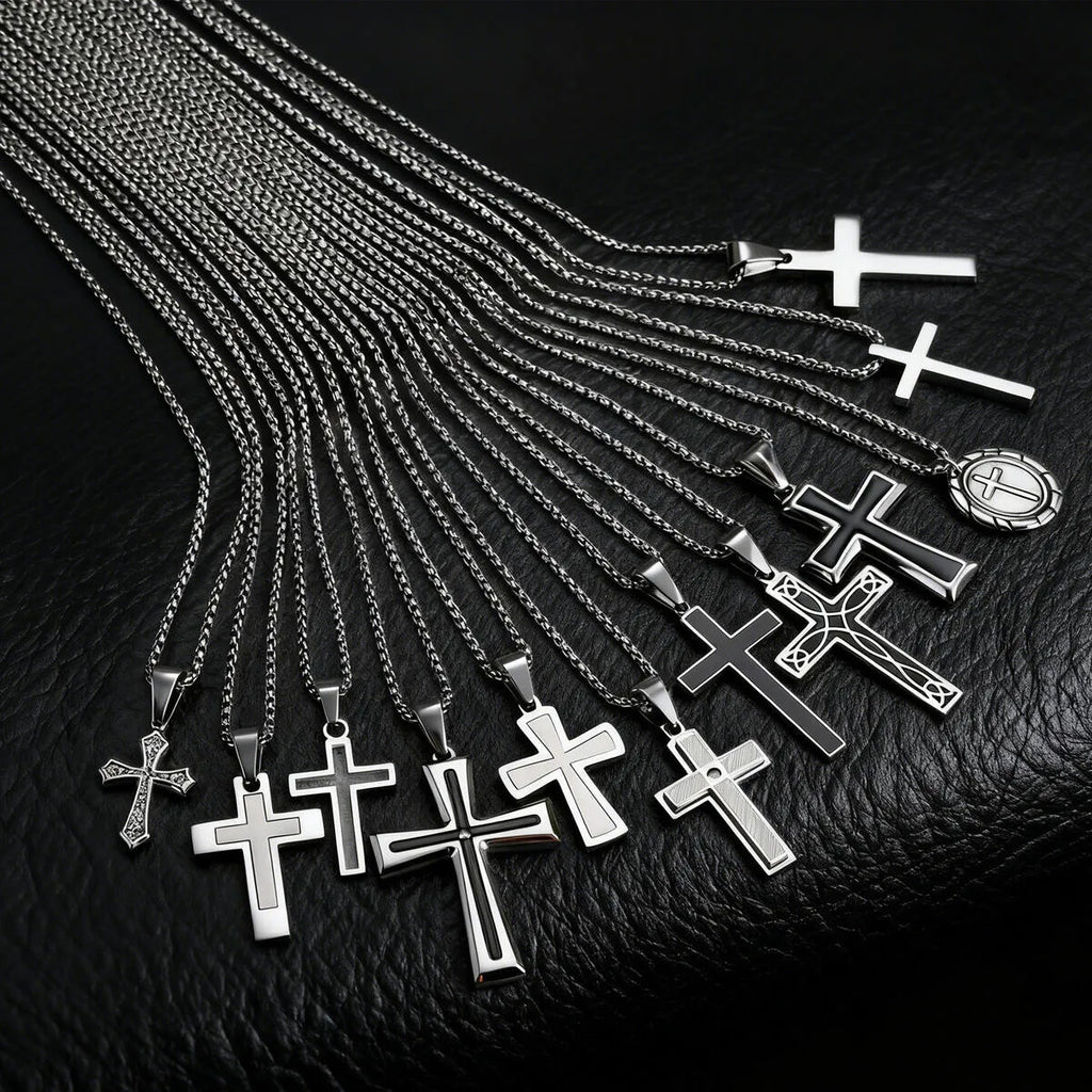 Plain Cross Necklace for Men and Boys | Stainless Steel Silver Tone Religious Jewelry