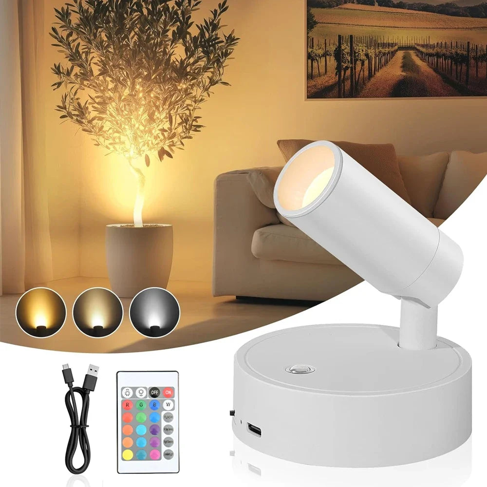 RGB Night Light with Magnetic Base | USB Rechargeable Dimmable LED Wall Lamp