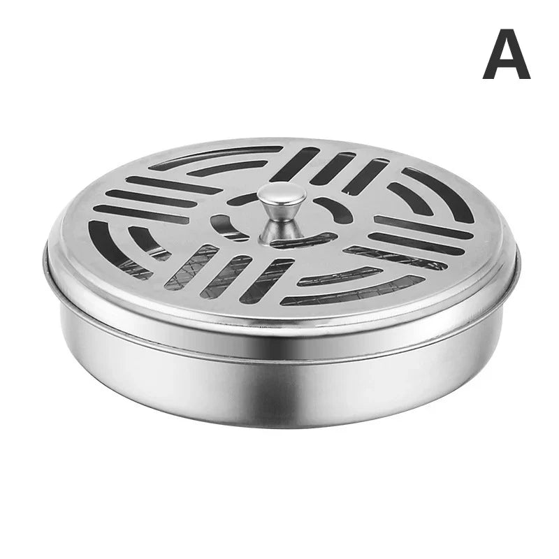 Mosquito Coil Holder with Cover | Portable Stainless Steel Stand