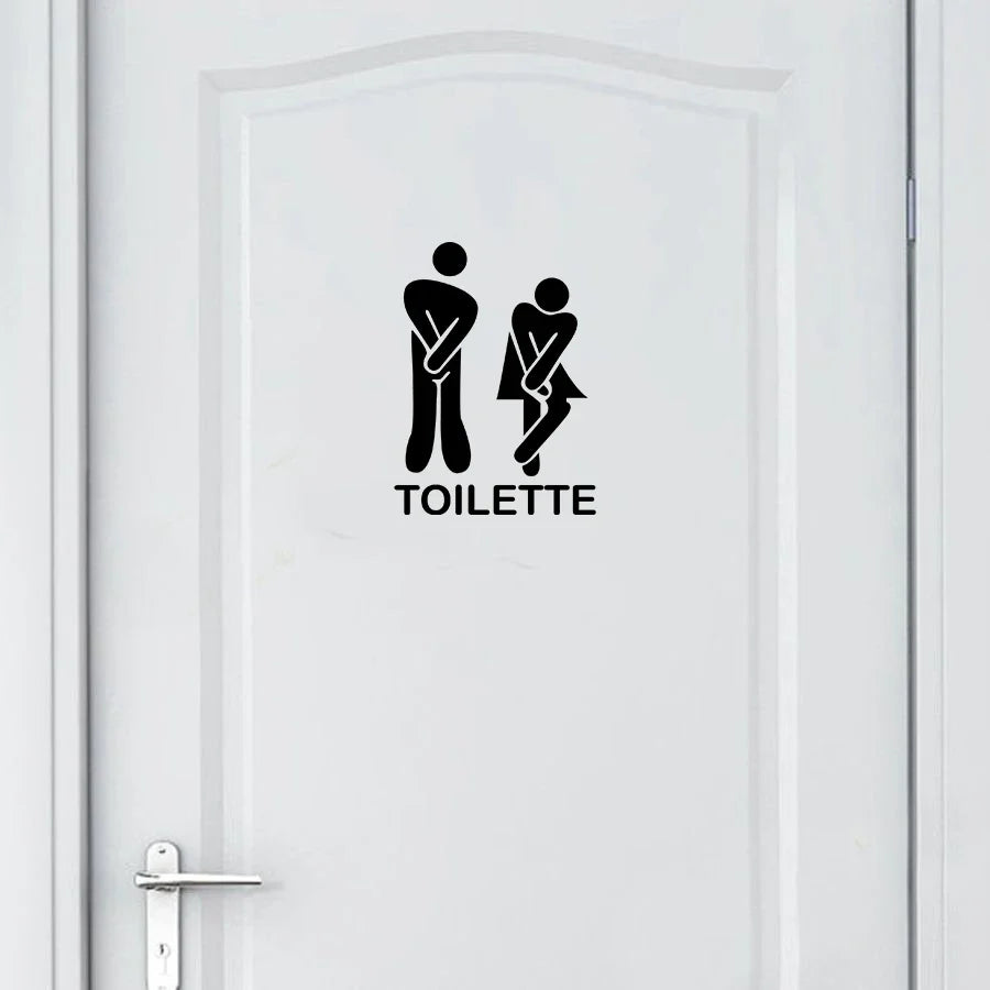 French Bathroom Toilet Sign Vinyl Sticker Decal | WC Entrance Sign Door Decal for France Home
