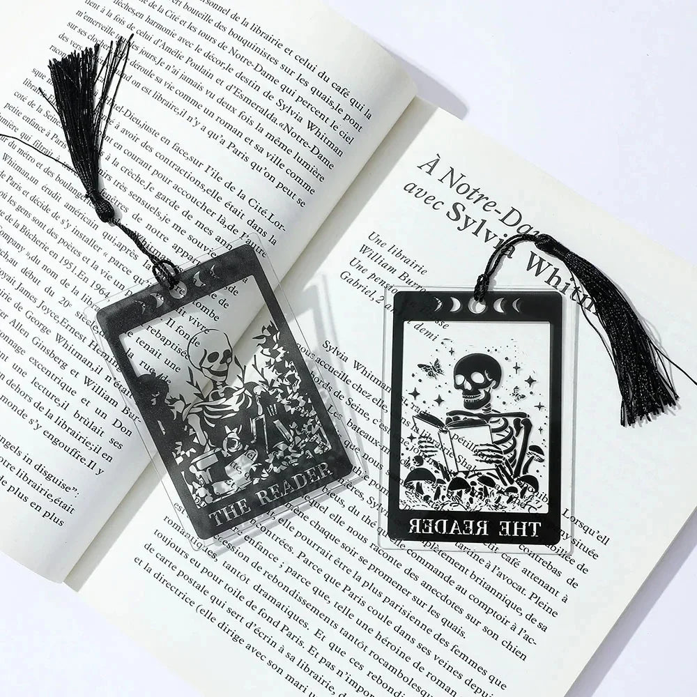 1pc Gothic-Style Acrylic Reading Bookmark, Suitable for Both Men and Women, Personalized Skull Reading Marker, a Friendship Gift