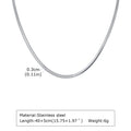 Stainless Steel Snake Chain Necklace for Women Men, Silver Color Herringbone Choker Flat Neck Chain 40-60cm Summer Jewelry