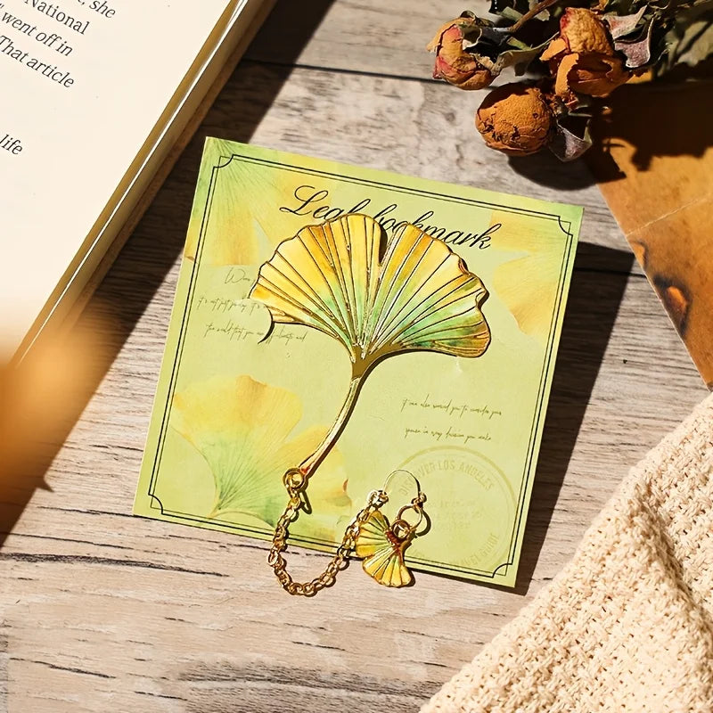 1 Pcs Vintage Leaf Bookmark With Metal Pendant Reading Accessory Gift for Book Lovers Student Teacher Writer