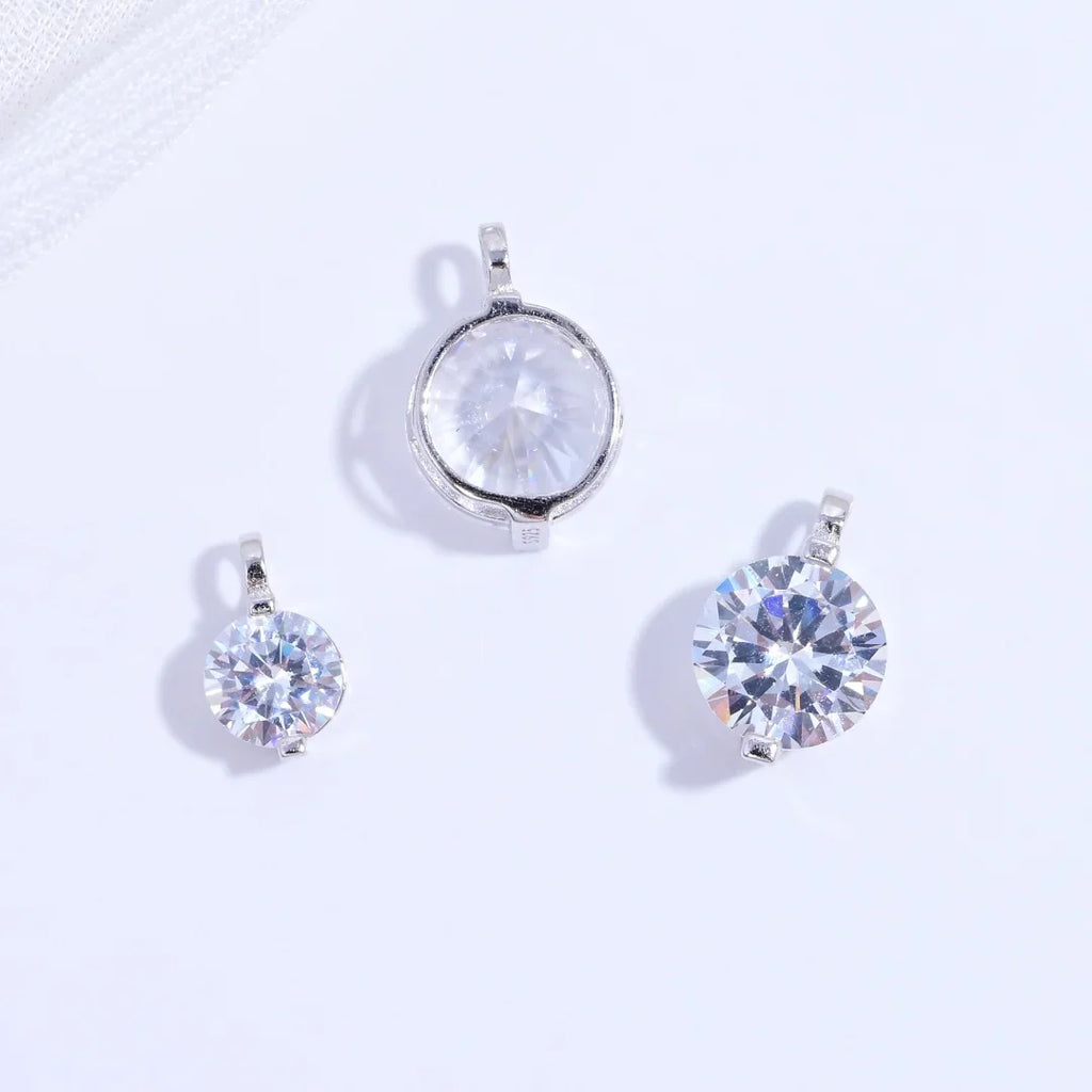 S925 Sterling Silver Inlaid Two-Claw Single Zircon Charm DIY Handmade Bracelet And Necklace Jewelry Accessories SD77