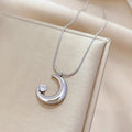 Crescent Moon Pendant Necklace | Vintage Stainless Steel Choker for Women