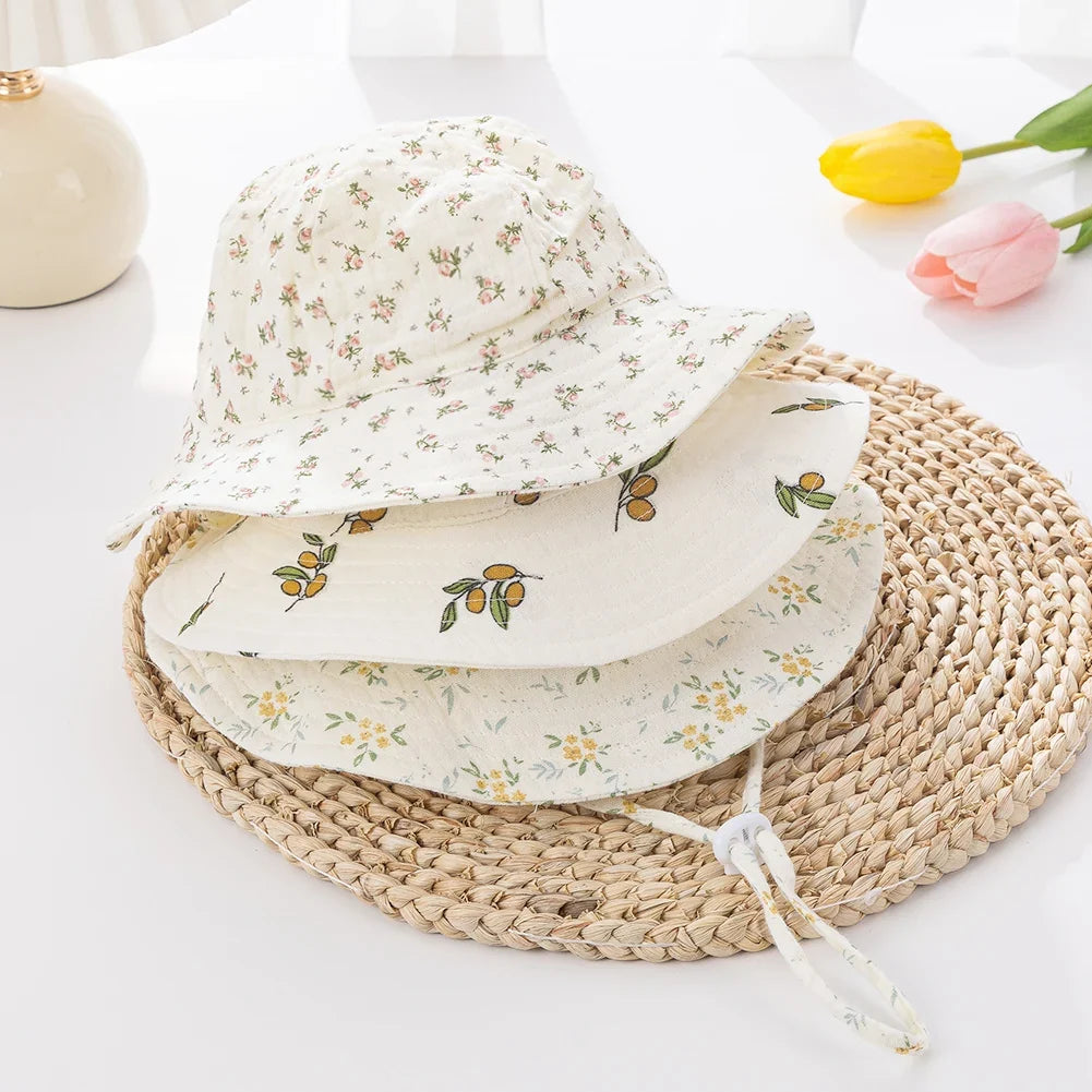 Baby Cotton Bucket Hat for Summer Sun Protection | Unisex Outdoor Panama Hat for Boys Girls