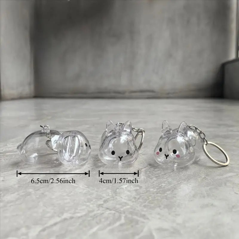 Cute Pet Hair Memorial Keychain | Transparent Storage Box Bag Pendant