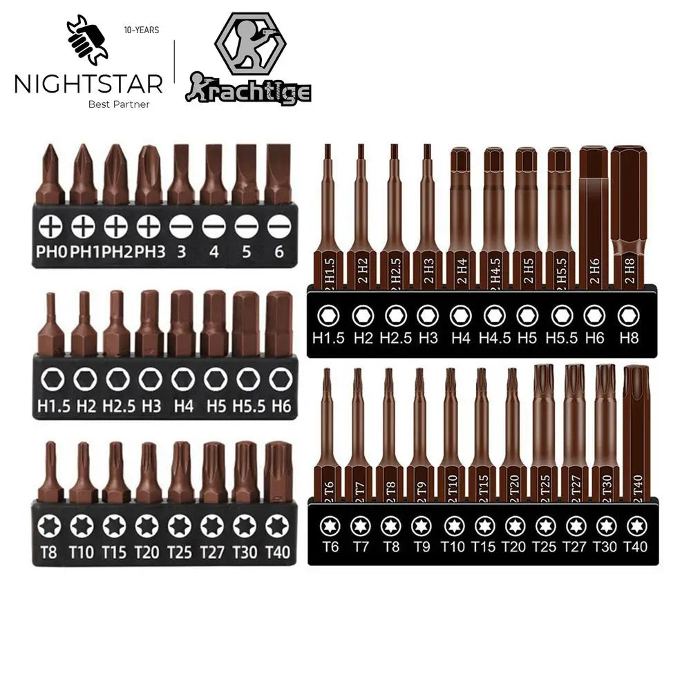 Screwdriver Bits Set 25mm 50mm | S2 Alloy Steel Magnetic Screwdriver Bits for Phillips, Slotted, Hex, Torx