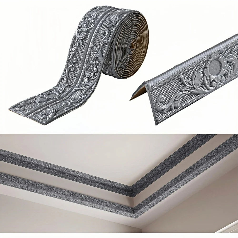 Self-Adhesive Wall Sticker | 2.3m x 12cm PVC Decorative Ceiling Corner Line