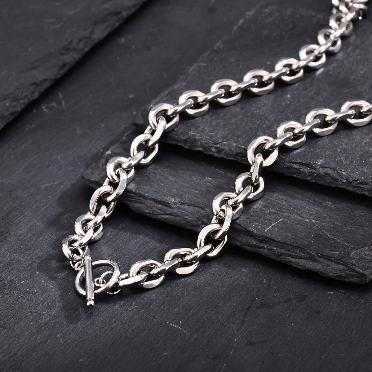 Vnox 9mm Chunky Chain Necklace | Thick Rolo Link Collar with Toggle Clasp