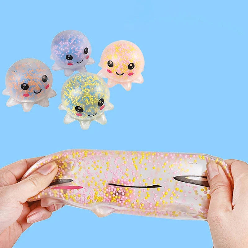 Glowing Squid Stress Toy | Glow in the Dark Squeeze Ball for Kids and Adults
