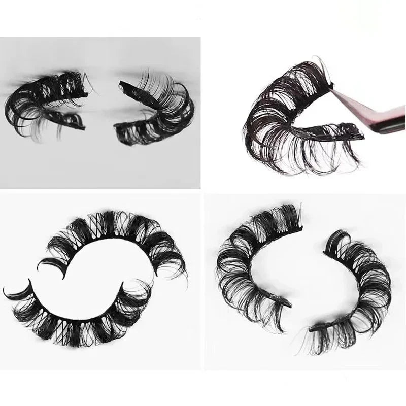 10 Pairs D Curl False Eyelashes Russian Volume Strip Lashes Fluffy Thick Wispy Fake Eyelashes for Party Stage Makeup