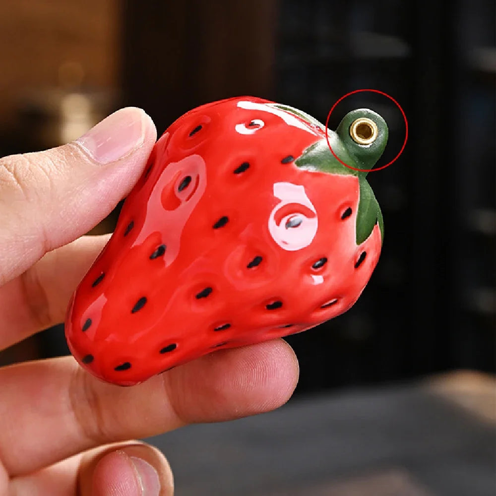 Strawberry Ceramic Incense Burner | Realistic Fruit Home Aromatherapy Decor
