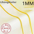 New 925 Sterling Silver Necklace 1mm Box Venetian Necklace Gold Plating Suitable For Women And Men Jewelry Gifts