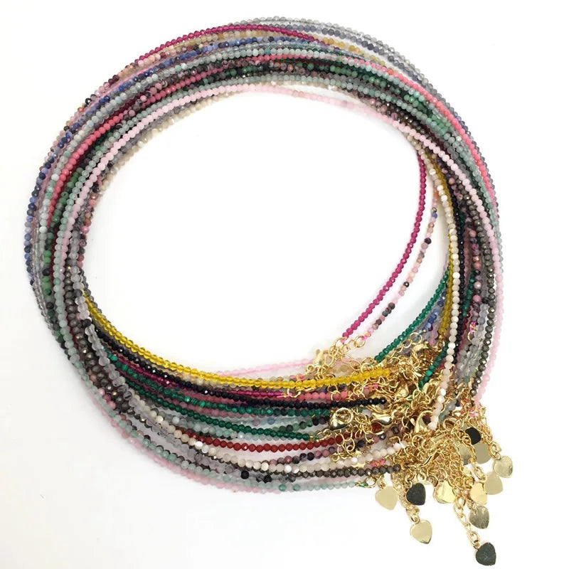 Faceted Gemstone Beaded Necklace and Bracelet Set | Natural Crystal Choker Jewelry for Men and Women