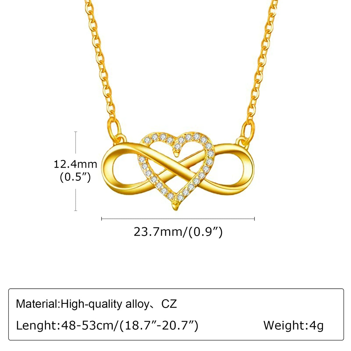 Infinity Heart Necklace for Women with Cubic Zirconia Anniversary Birthday Jewelry Gifts Wife Girlfriend Mom Daughter