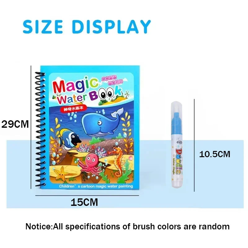 Cartoon Watercolor Painting Magic Book | Mess-Free Reusable Water Drawing Pad for Kids