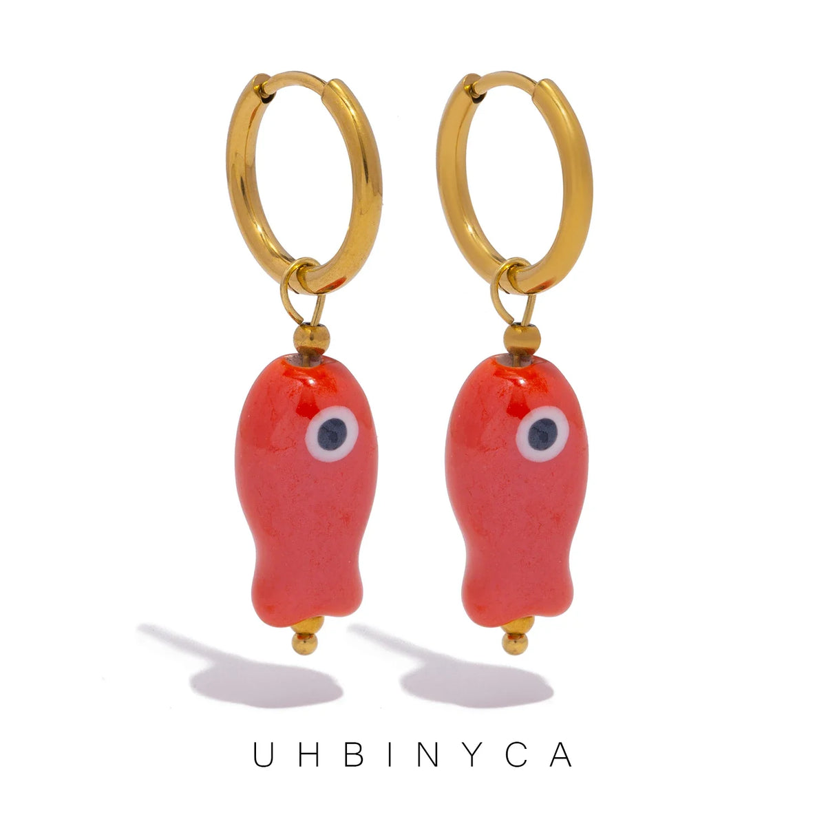 Stainless Steel Ceramic Fish Earrings | Colorful Dopamine Jewelry for Women
