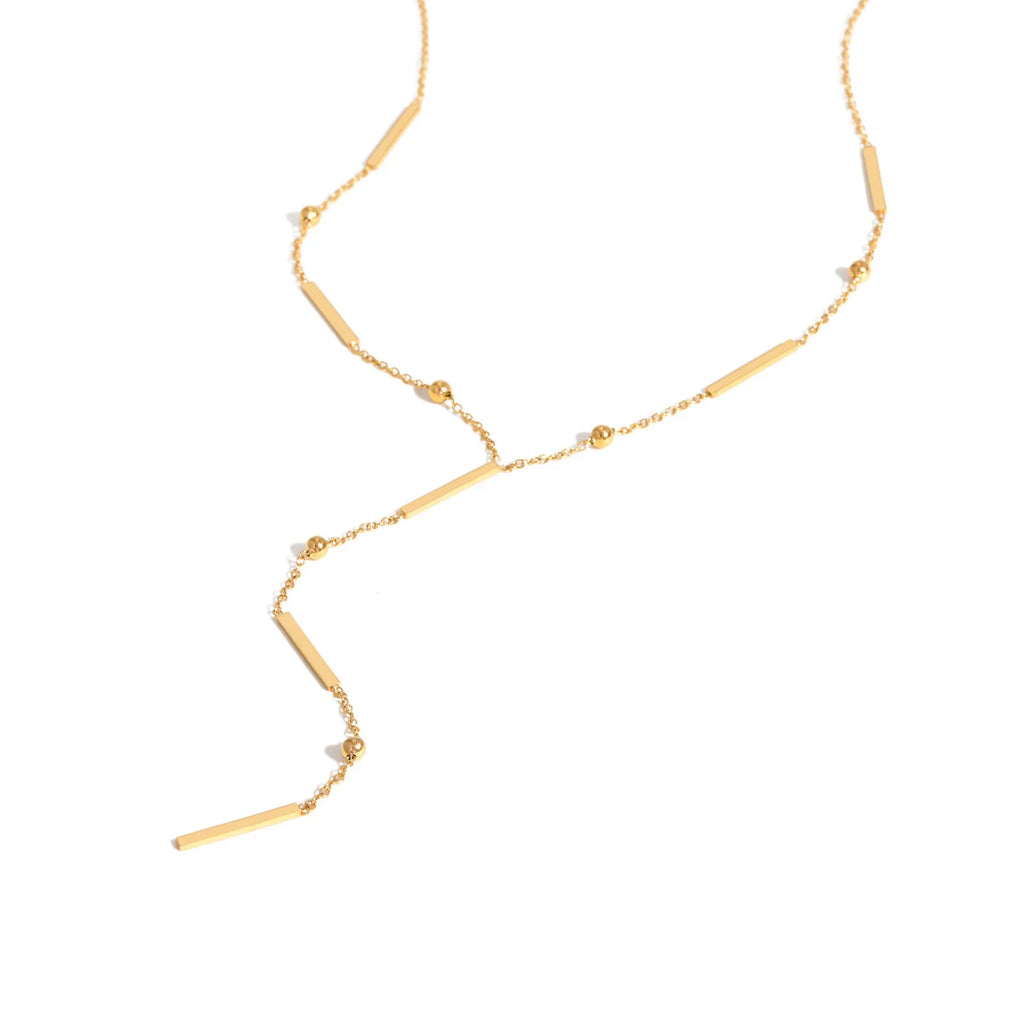 Beaded Long Chain Y Shape Necklace For Women, Minimalist Drop Bar Pendant Choker Necklaces, Clavicle Chain Jewelry