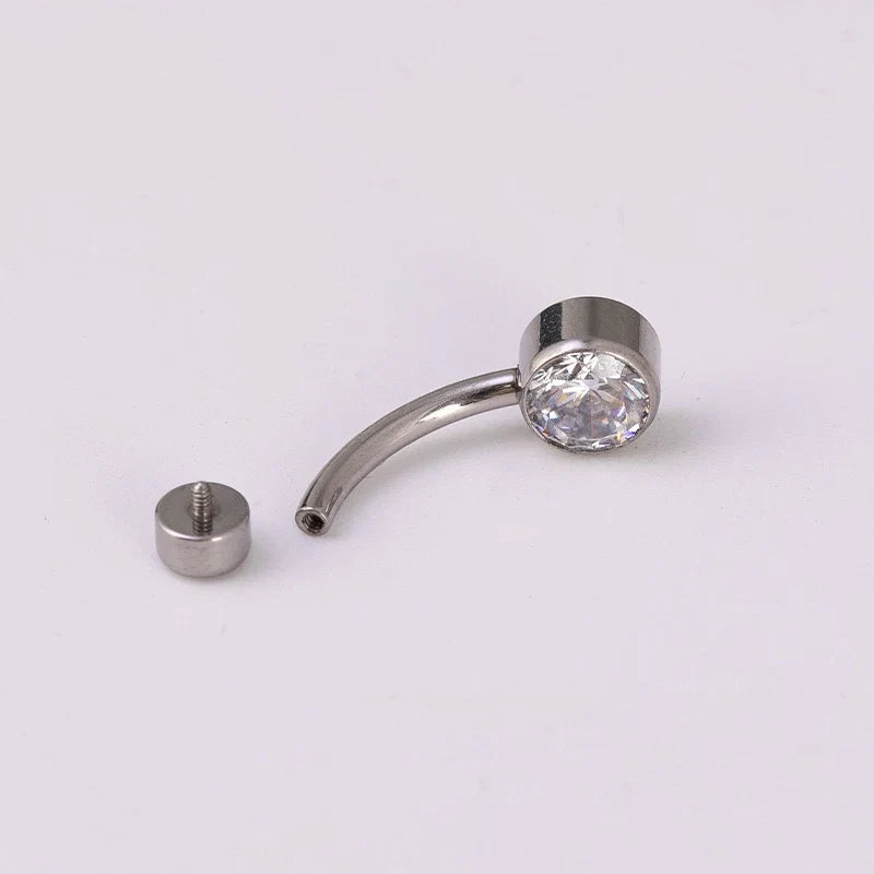 ASTM F136 Titanium Internally Threaded Navel Rings 10mm 12mm with round CZ Belly Button Rings Belly For Women Piercing Jewelry