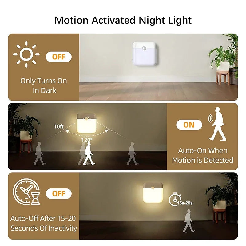 PIR Motion Sensor Night Light | USB Rechargeable LED Lamp