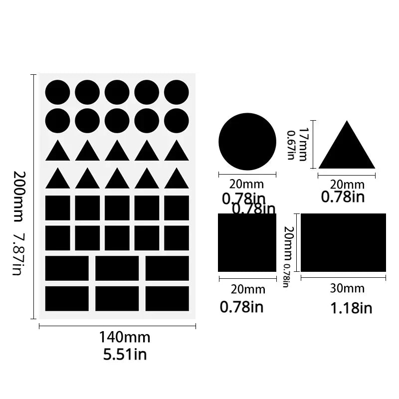 Colored Triangles Rectangular Dot Stickers for Kids | Jigsaw Puzzle Geometry Scrapbook Labels