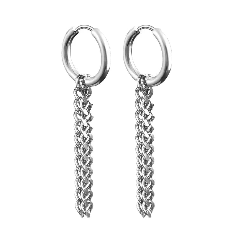 Black Arrow Punk Stainless Steel Stud Earrings | Unisex Gothic Ear Clip Set