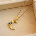 Moon and Sun Zircon Pendant Necklace | 316L Stainless Steel Choker