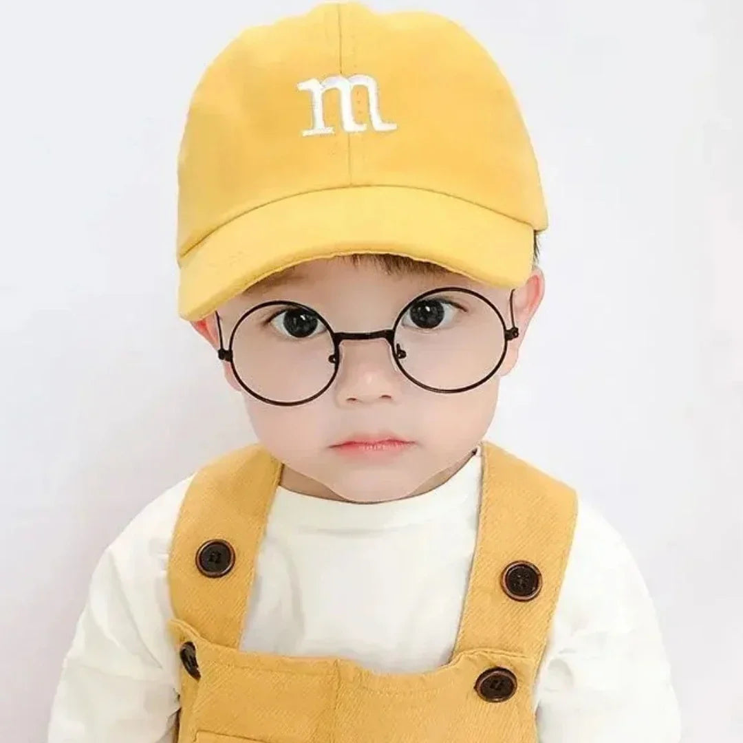 Kids Unisex Baseball Cap with M Letter Embroidery | Adjustable Cotton Sun Hat