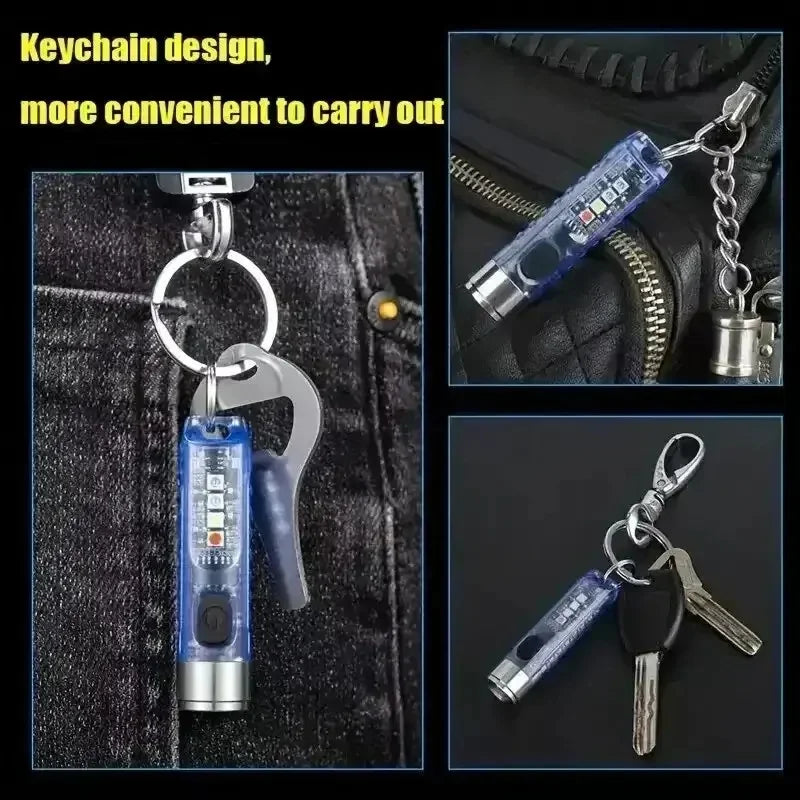 Mini EDC LED Flashlight | Portable Keychain Light with Magnetic Base and USB Rechargeable UV Lamp