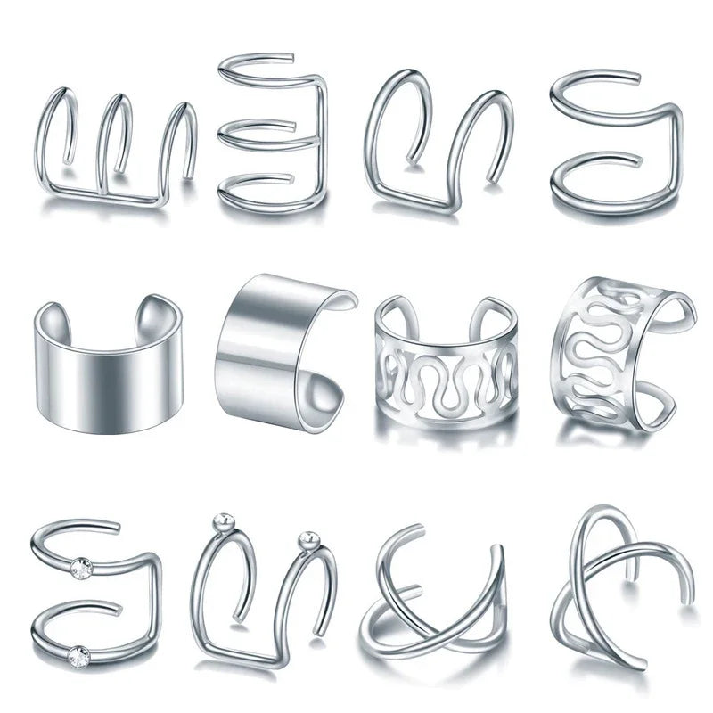 12PCS Hair Cuffs Beads for Braid Rhinestone Hair Piercing Rings Pigtails Decorations for Dreadlocks Accessories Jewelry in Hair
