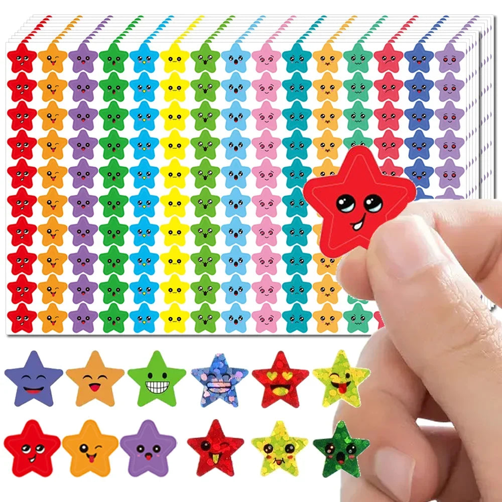 Happy Face Star Sticker Pack | Reward Stickers for Kids, DIY Craft Decorations