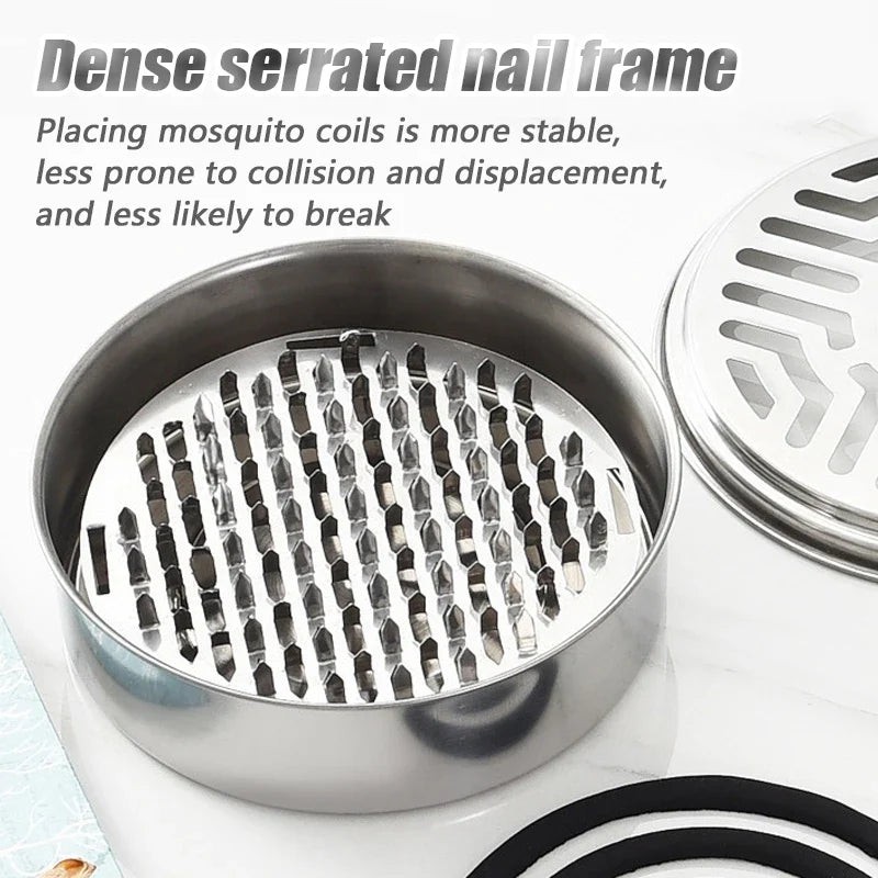 Stainless Steel Mosquito Coil Holder with Cover | Round Mosquito Coil Tray