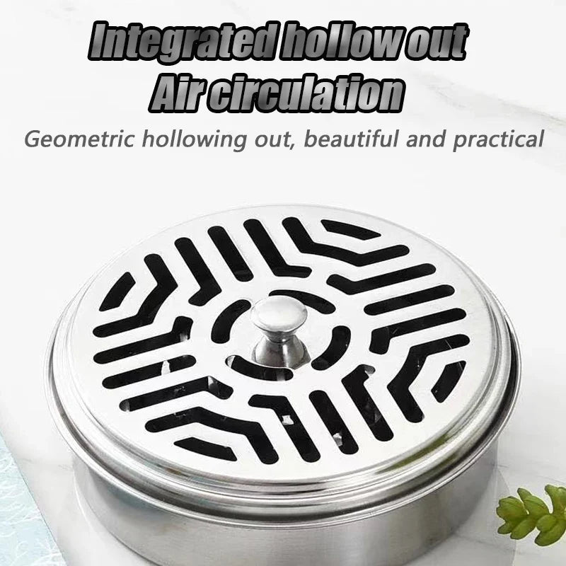 Stainless Steel Mosquito Coil Holder with Cover | Round Mosquito Coil Tray