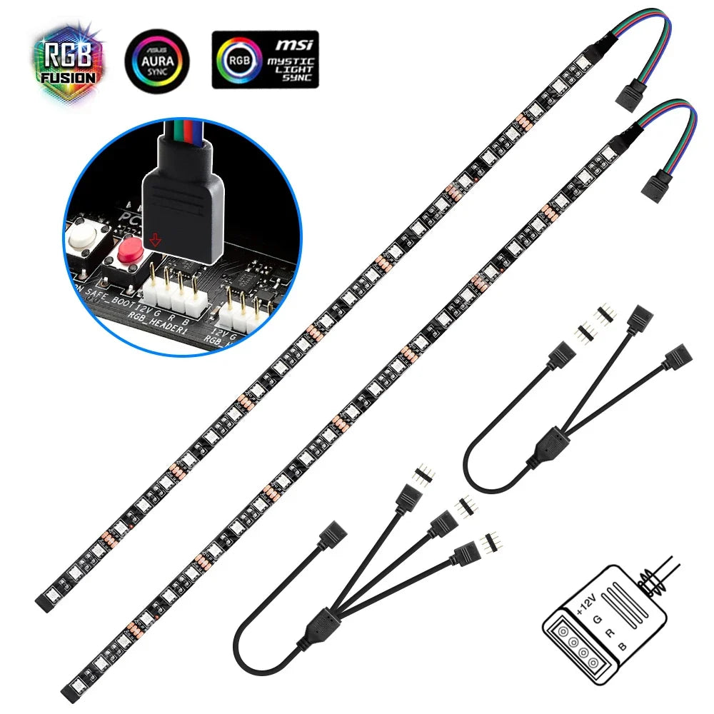 RGB Gaming LED Strip Light 1 to 2/3 Splitter Kit | For 12V Aura Sync Motherboard