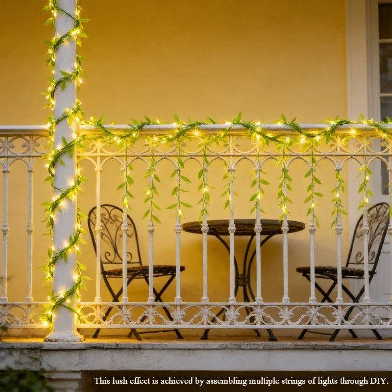 Willow Leaf Curtain String Lights | Battery Powered Decorative Fairy Lights