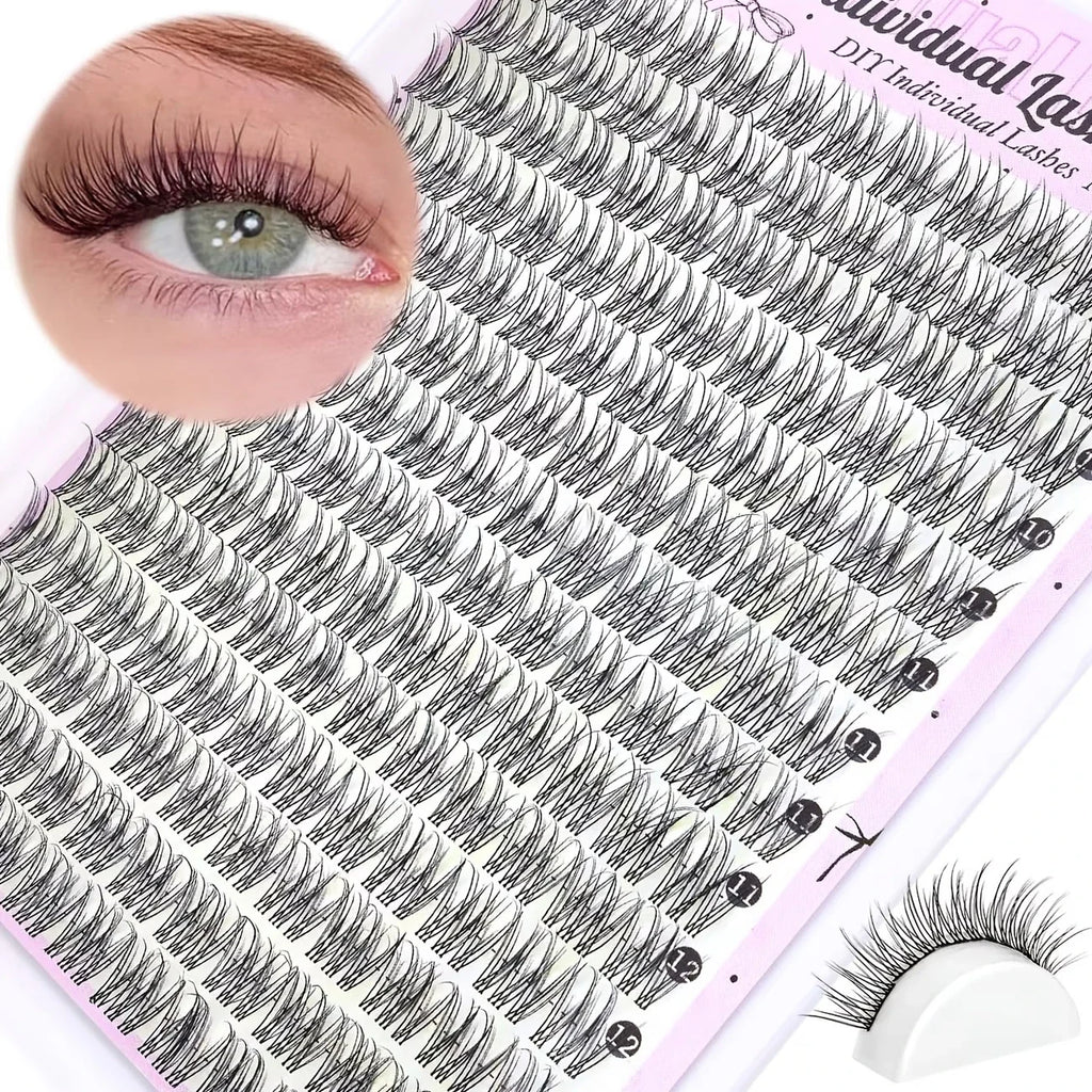 168 Lashes, C-Curl/D-Curl Mixed-Length Natural Volume, DIY Self-Application Eyelash Extensions Individual Lash Applications