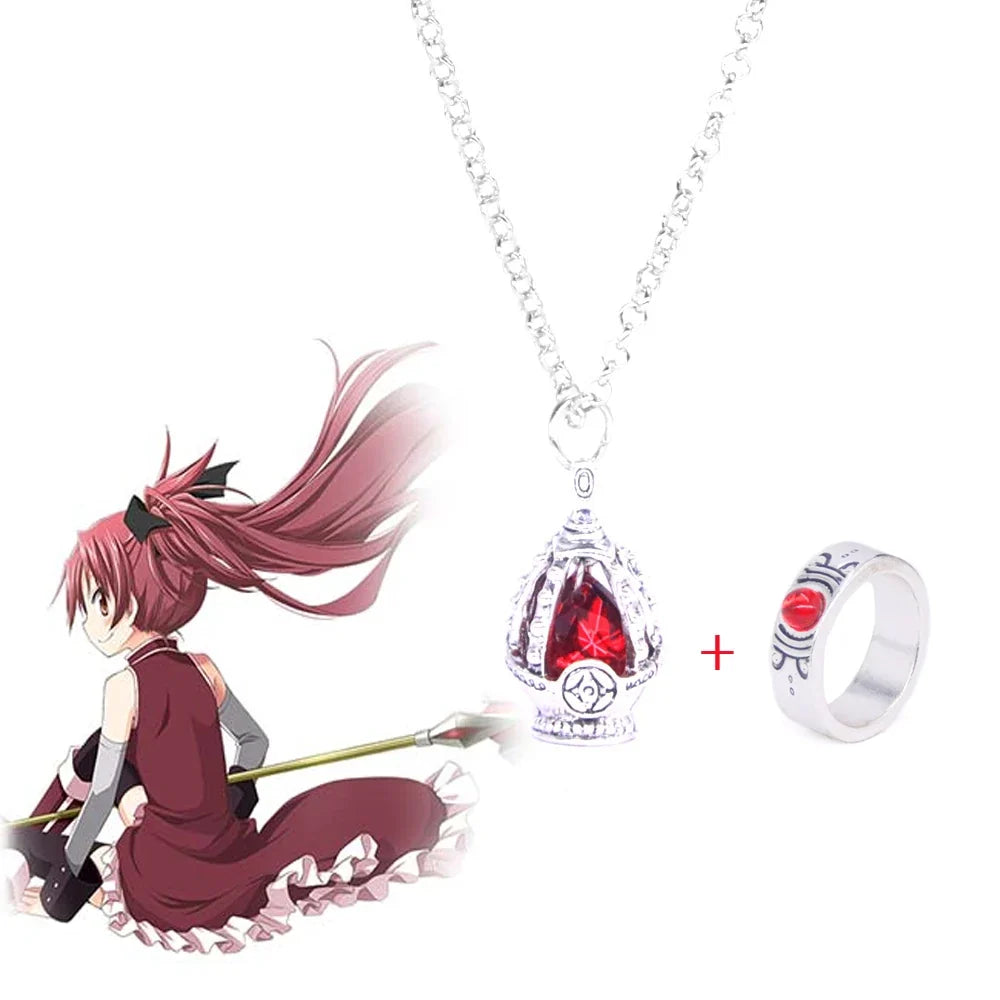 Madoka Magica Soul Gem Pendant Necklace | Anime Jewelry Set