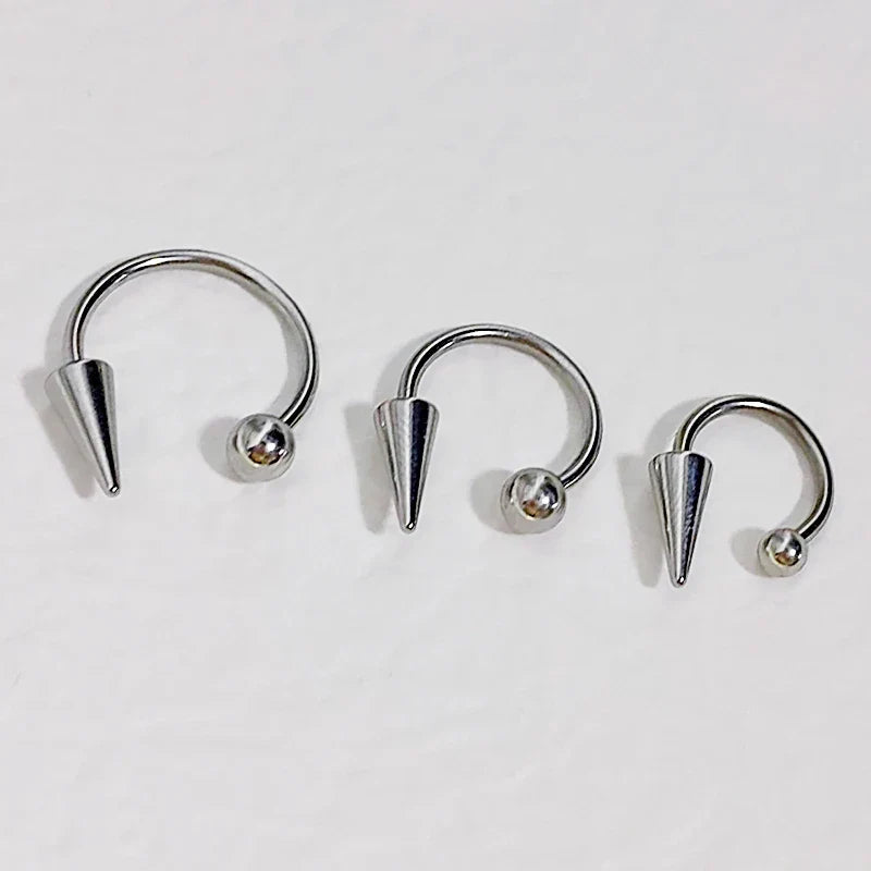 16G Stainless Steel Cone Septum Ring Horseshoe Nose Piercing Spike Lip Tragus Helix Earring - Body Jewelry Gift