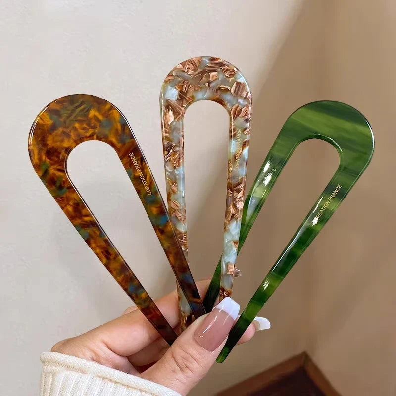 1/2/3/5pcs U-shaped Acrylic Hairpin for Women Elegant Temperament Ponytail Hair Clip Fashion Girl Hairpin