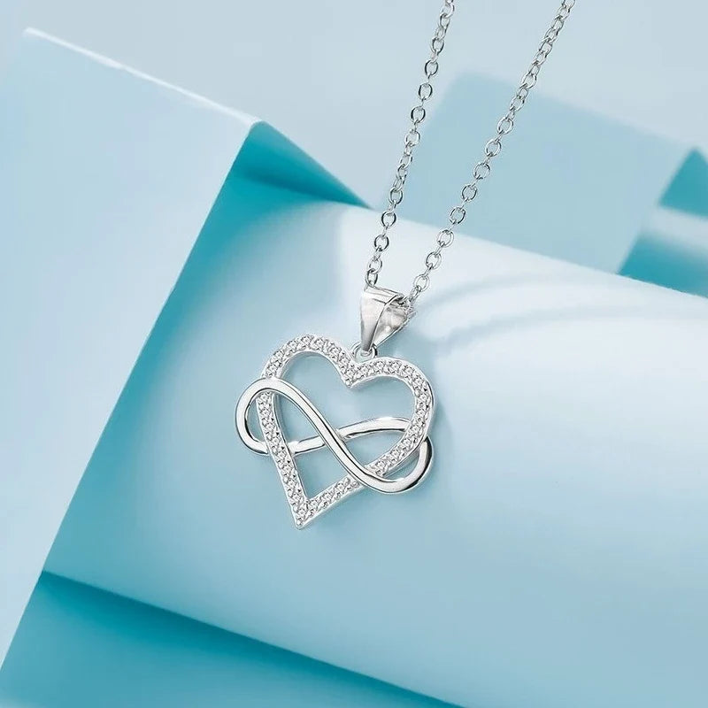 925 Sterling Silver Zircon Fashion Korean Women Elegant Round Pendant Necklace Birthday Jewelry Sterling Silver