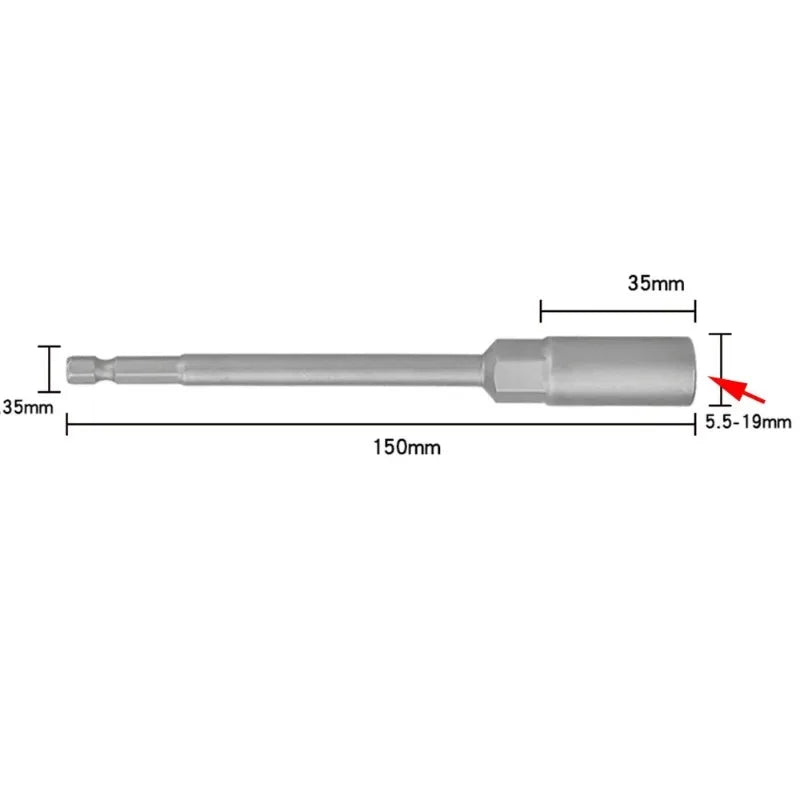 6-Piece Electric Drill Socket Adapter Bit Set | 150mm Hex Shank Nut Driver for Impact Drills
