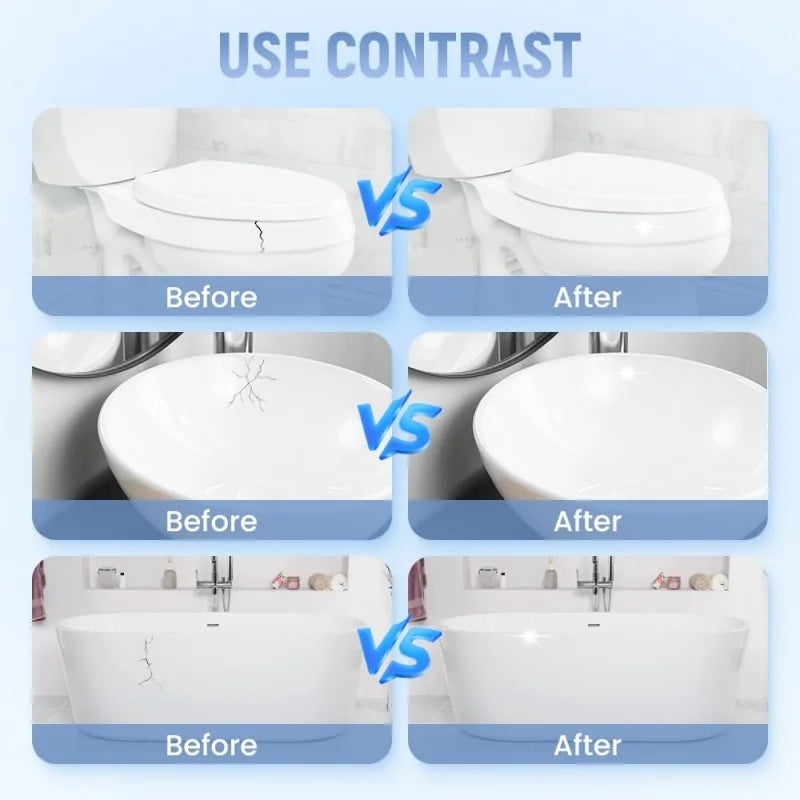 White Porcelain Repair Kit for Tiles, Tub, Toilet, and Sink | Chip and Crack Fix Paste