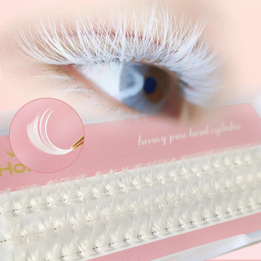 Honey Eyelash 40D White Cluster Eyelash Hot Melt DIY Pure White Wedding Lash Party Makeup Winter Christmas Eyelashes