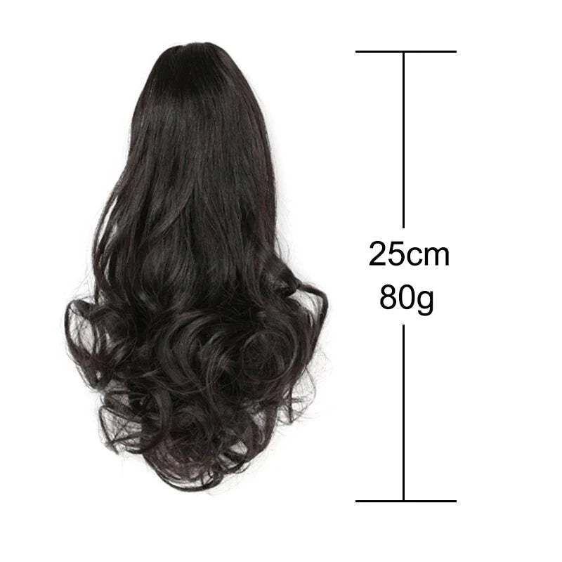 10Inch Short Wavy Curly Ponytail Hair Extension | Clip-in Claw Clip Hairpiece for Women