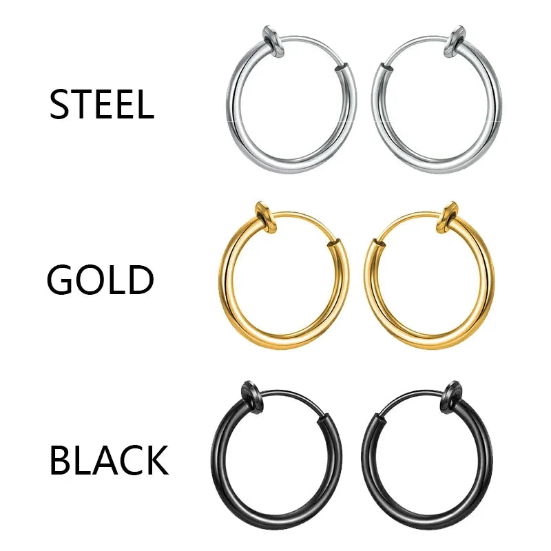 1 Pair Punk Stealth Clip On Earrings | No Hole Ear Cuff and Helix Ring Set