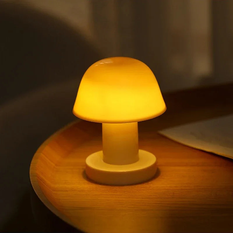 Mini Mushroom LED Night Light | Battery Powered Portable Desk Lamp for Bedroom Decor