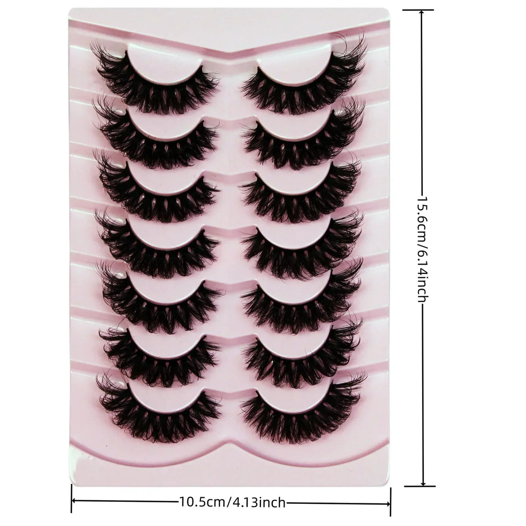 7 Pairs False Eyelashes Wispy Lashes Natural Look Fake Eyelashes Cat Eye Lashes Faux Mink Fluffy Strip False Lashes Pack