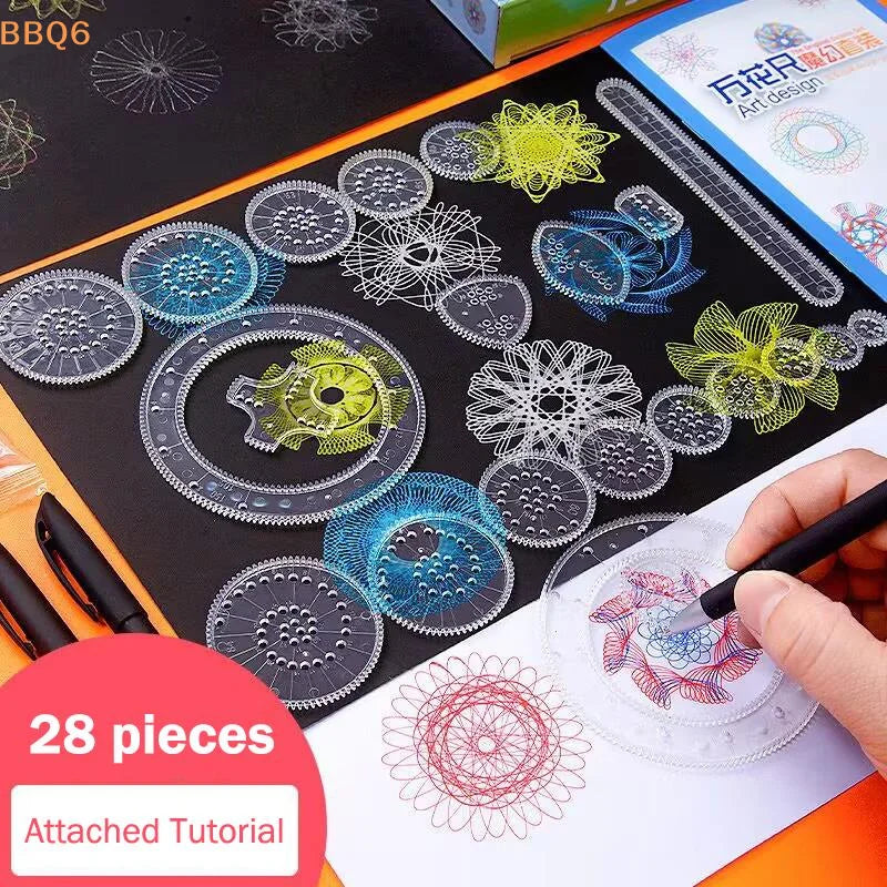 22pcs Drawing Toys Set | Geometric Ruler Mathematical Roulette Drawing Tools for Kids