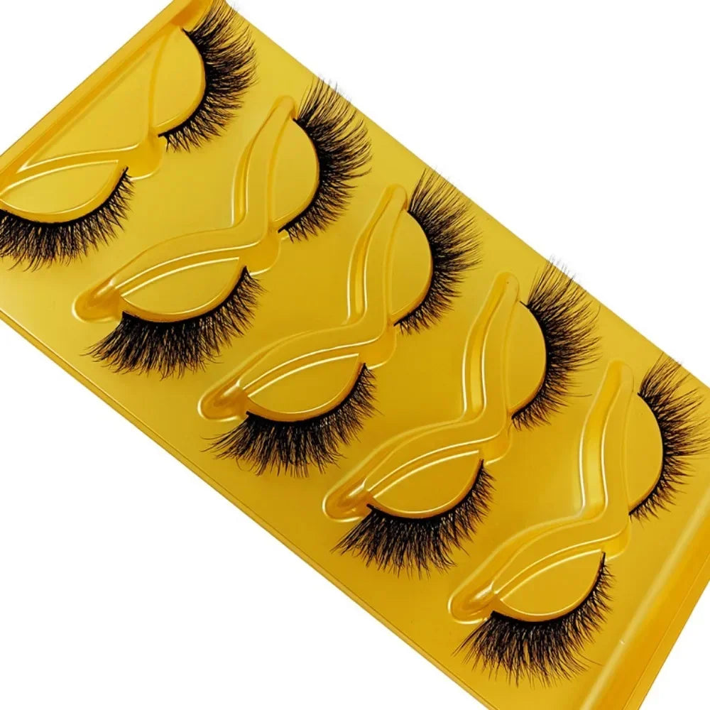 5 Pairs Cat Eye False Eyelashes Eye End Lengthening Long Curling Thick Fluffy All-match Comfortable Faux Mink False Eyelashes